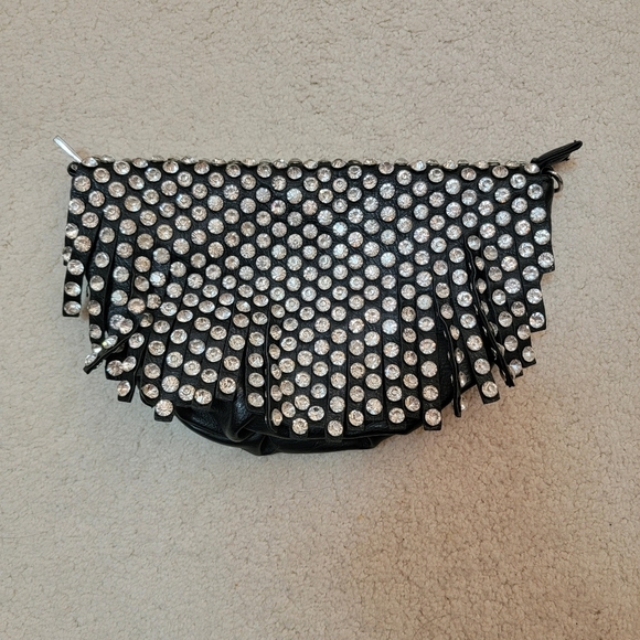 Black and Silver Rhinstone Flap Bag